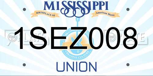 1SEZ008 Mississippi License Plate