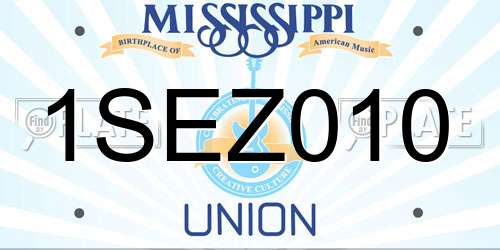 1SEZ010 Mississippi License Plate