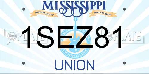1SEZ81 Mississippi License Plate