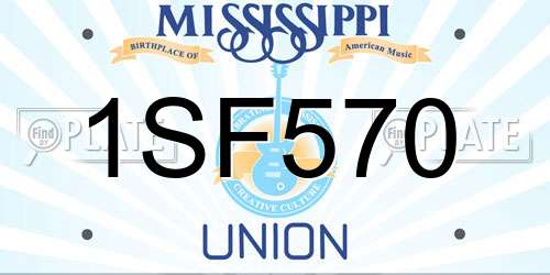 1SF570 Mississippi License Plate