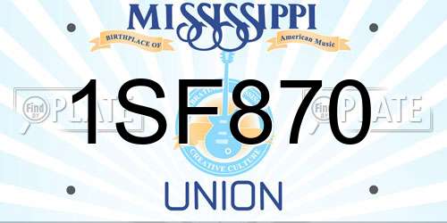 1SF870 Mississippi License Plate