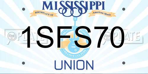 1SFS70 Mississippi License Plate