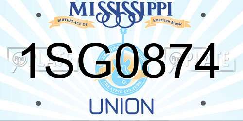 1SG0874 Mississippi License Plate