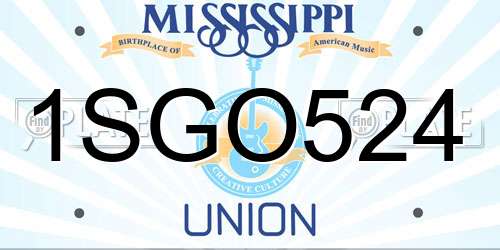 1SGO524 Mississippi License Plate