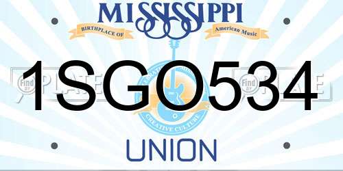 1SGO534 Mississippi License Plate