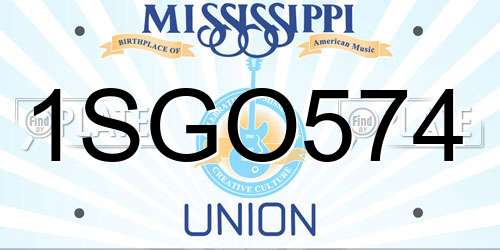1SGO574 Mississippi License Plate