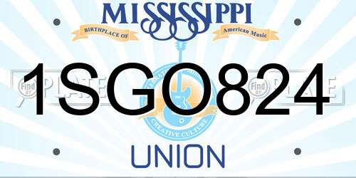 1SGO824 Mississippi License Plate