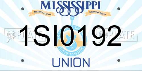1SI0192 Mississippi License Plate