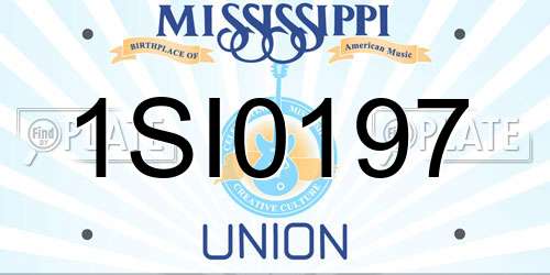1SI0197 Mississippi License Plate
