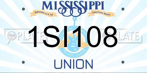 1SI108 Mississippi License Plate