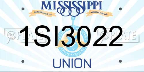 1SI3022 Mississippi License Plate