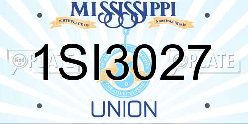 1SI3027 Mississippi License Plate