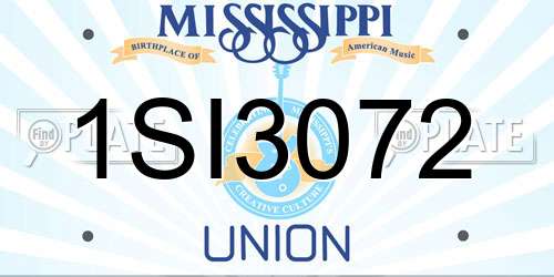 1SI3072 Mississippi License Plate