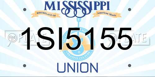 1SI5155 Mississippi License Plate