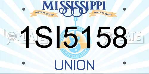 1SI5158 Mississippi License Plate