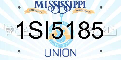 1SI5185 Mississippi License Plate