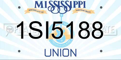 1SI5188 Mississippi License Plate
