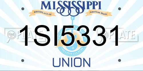 1SI5331 Mississippi License Plate