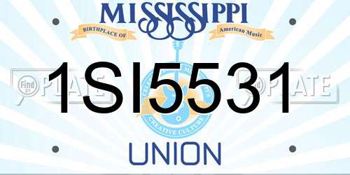 1SI5531 Mississippi License Plate