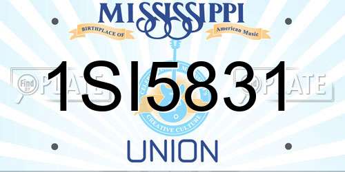 1SI5831 Mississippi License Plate