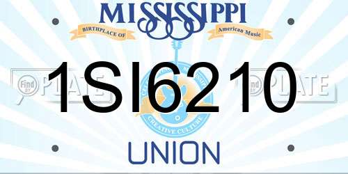1SI6210 Mississippi License Plate