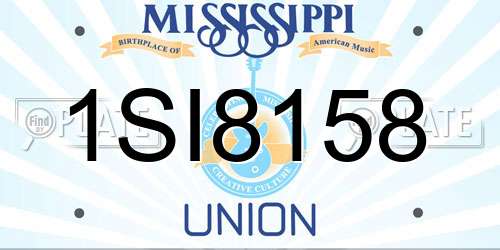 1SI8158 Mississippi License Plate