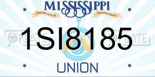 1SI8185 Mississippi License Plate
