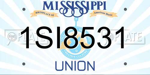 1SI8531 Mississippi License Plate