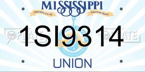 1SI9314 Mississippi License Plate