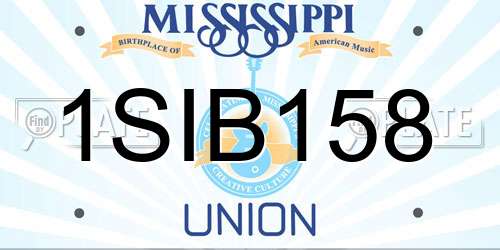 1SIB158 Mississippi License Plate