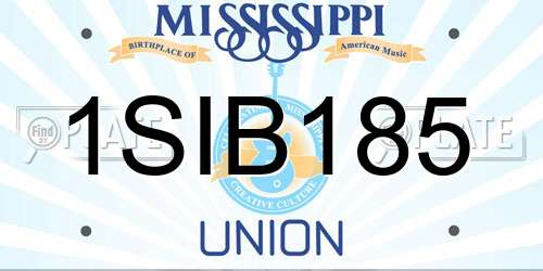 1SIB185 Mississippi License Plate