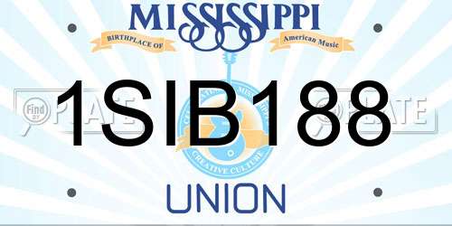 1SIB188 Mississippi License Plate
