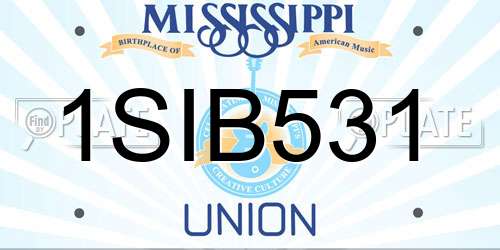 1SIB531 Mississippi License Plate