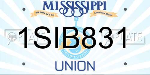 1SIB831 Mississippi License Plate
