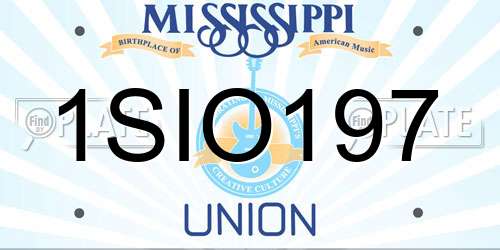 1SIO197 Mississippi License Plate