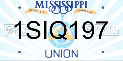 1SIQ197 Mississippi License Plate