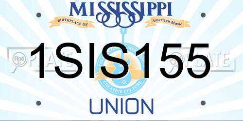 1SIS155 Mississippi License Plate