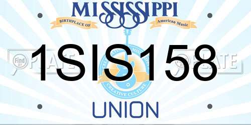 1SIS158 Mississippi License Plate