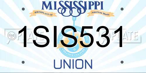 1SIS531 Mississippi License Plate