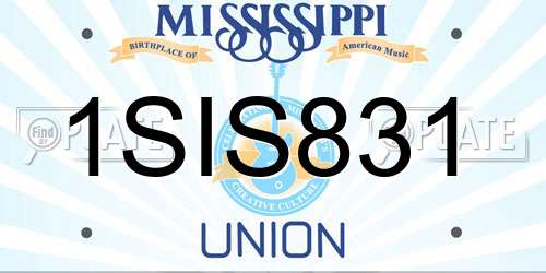 1SIS831 Mississippi License Plate