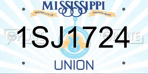 1SJ1724 Mississippi License Plate
