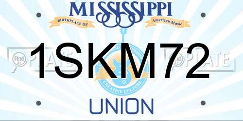 1SKM72 Mississippi License Plate