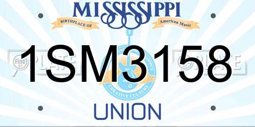 1SM3158 Mississippi License Plate