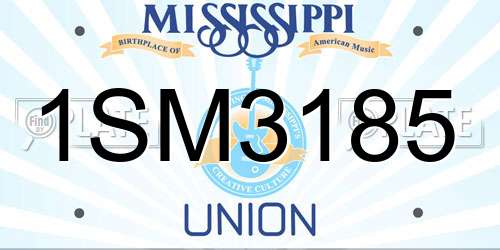 1SM3185 Mississippi License Plate