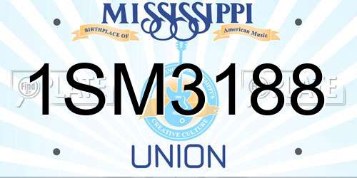 1SM3188 Mississippi License Plate