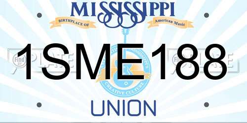 1SME188 Mississippi License Plate
