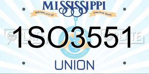 1SO3551 Mississippi License Plate