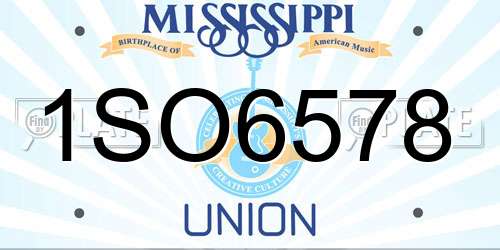 1SO6578 Mississippi License Plate