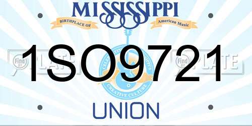 1SO9721 Mississippi License Plate