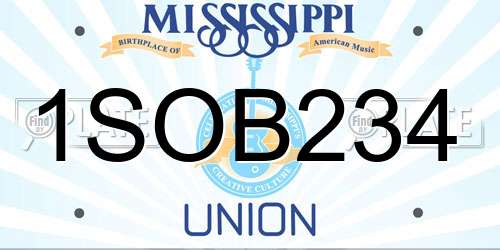 1SOB234 Mississippi License Plate